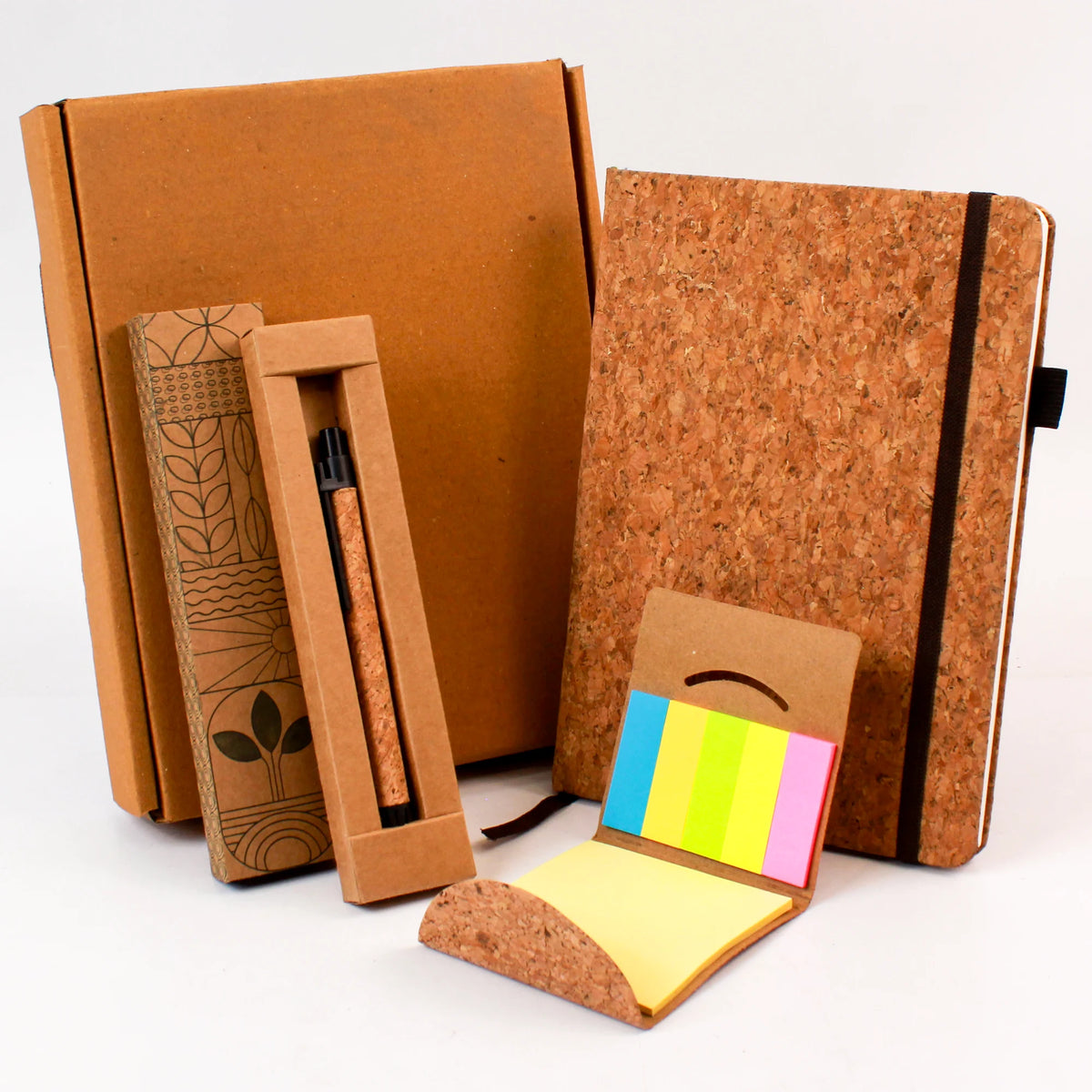 Eco - Cork Diary, Pen & Sticky Notes Gift Box