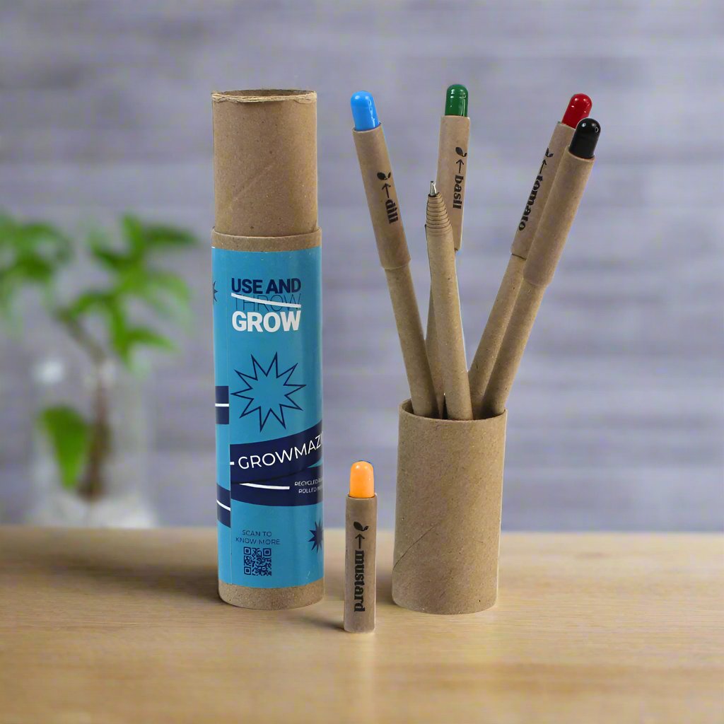 Growmazing Plantable Paper Pen | Eco Friendly | Pen | Set Of 5 pcs. | Set of 30 pcs. | Corporate Gift Set | Birthday Gift Set | Seeds | Book My Gift