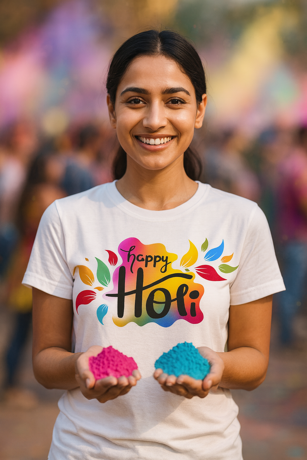 Happy Holi Colorful T-Shirt | Dri Fit | Unisex T-Shirt | Holi Gifting | Corporate Gift | Happy Holi