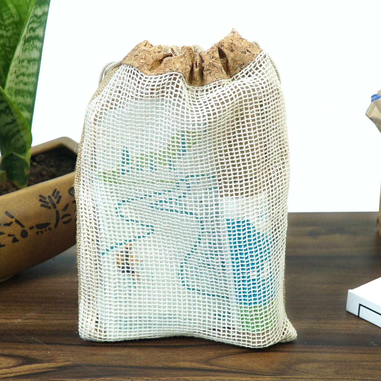 Jute String Bag with Cork Top | Potli | Cotton Net | Gifting Bag | Eco Friendly | Book My Gift