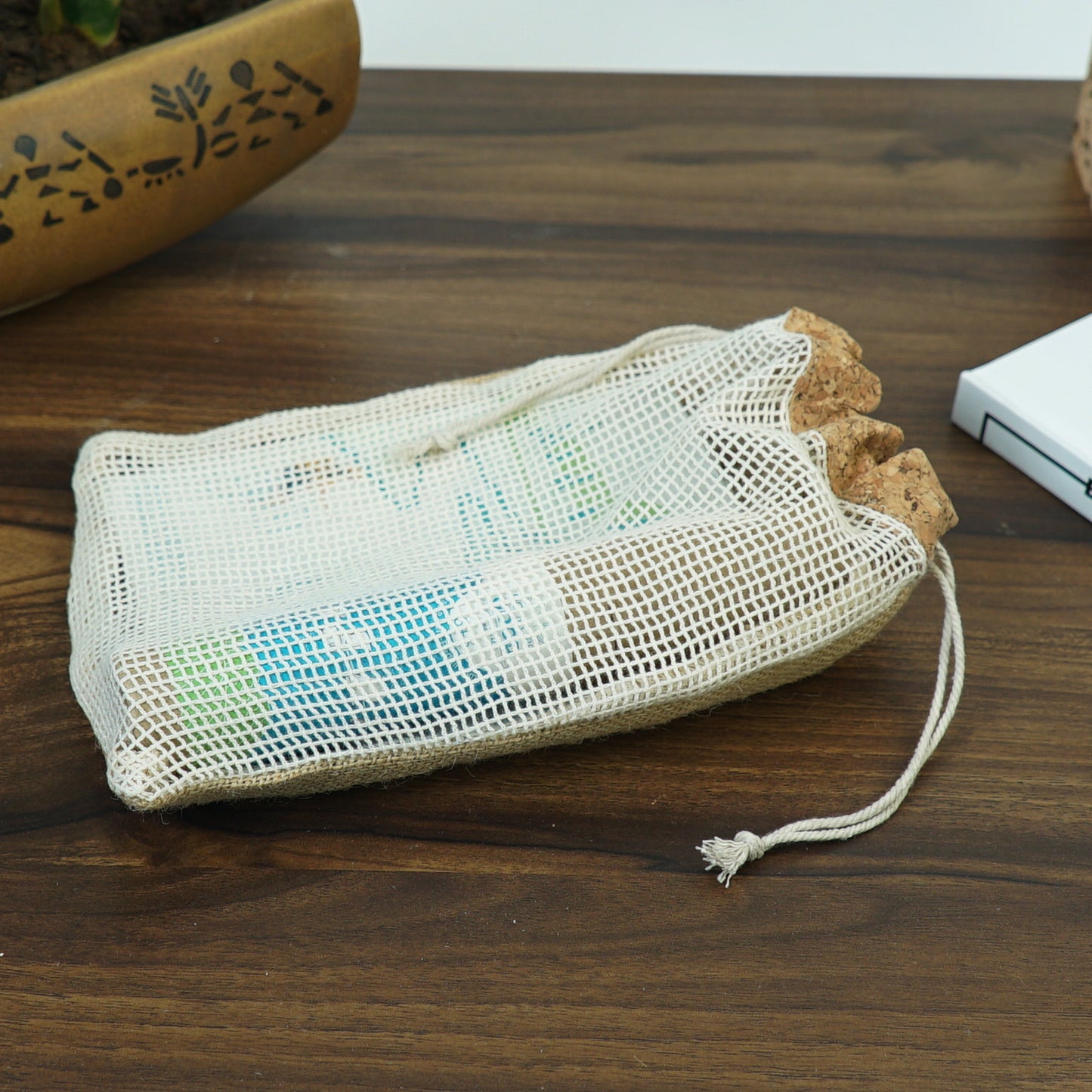 Jute String Bag with Cork Top | Potli | Cotton Net | Gifting Bag | Eco Friendly | Book My Gift