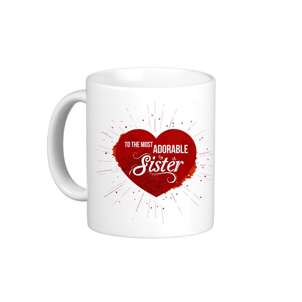 Cute Adorable Sister Rakhi Combo | Adorable sister Mug | Combo Gift for Sis | Gift for Sister | Combo Gift for Behen | Rakshabandhan Gift for Sister | Rakhi Gift for Sister