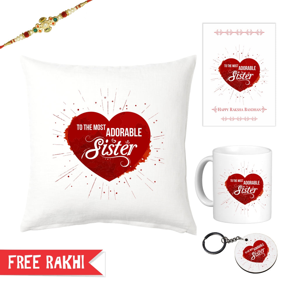 Cute Adorable Sister Rakhi Combo | Adorable sister Mug | Combo Gift for Sis | Gift for Sister | Combo Gift for Behen | Rakshabandhan Gift for Sister | Rakhi Gift for Sister