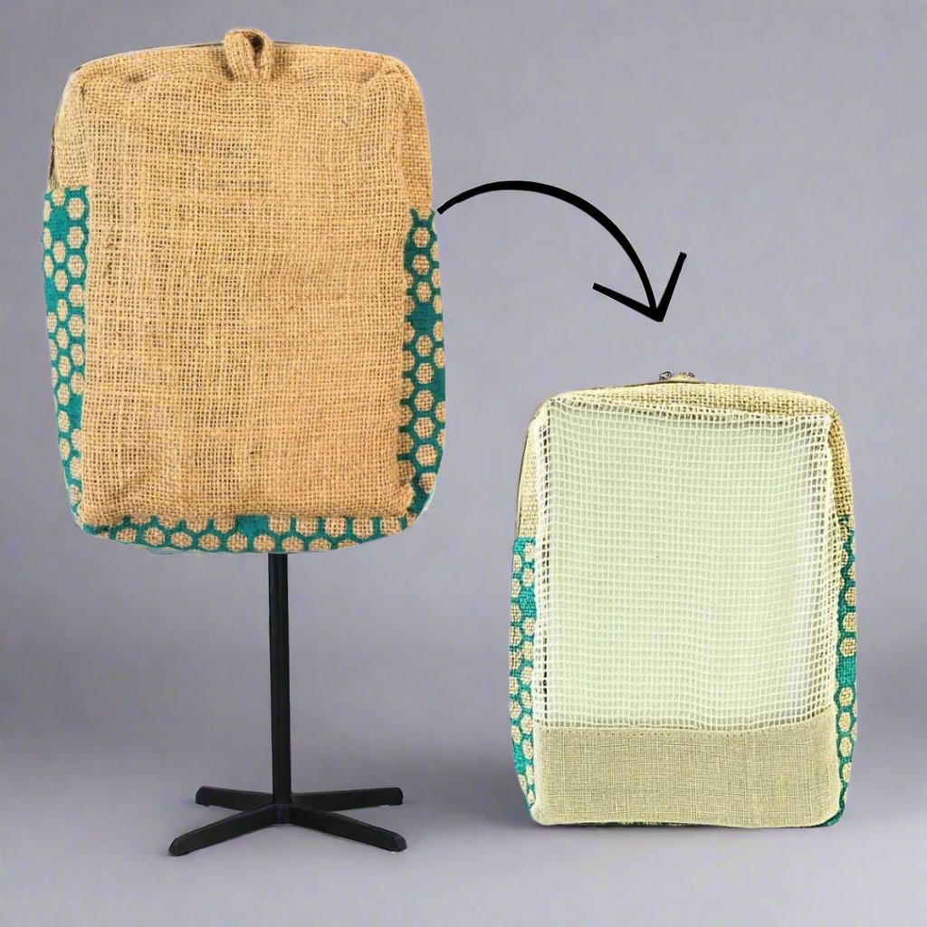 Jute Mesh Pouch with Cotton Net | Jute Bag | Eco Friendly | Zipper Bag | Corporate Gift Bag | Book My Gift
