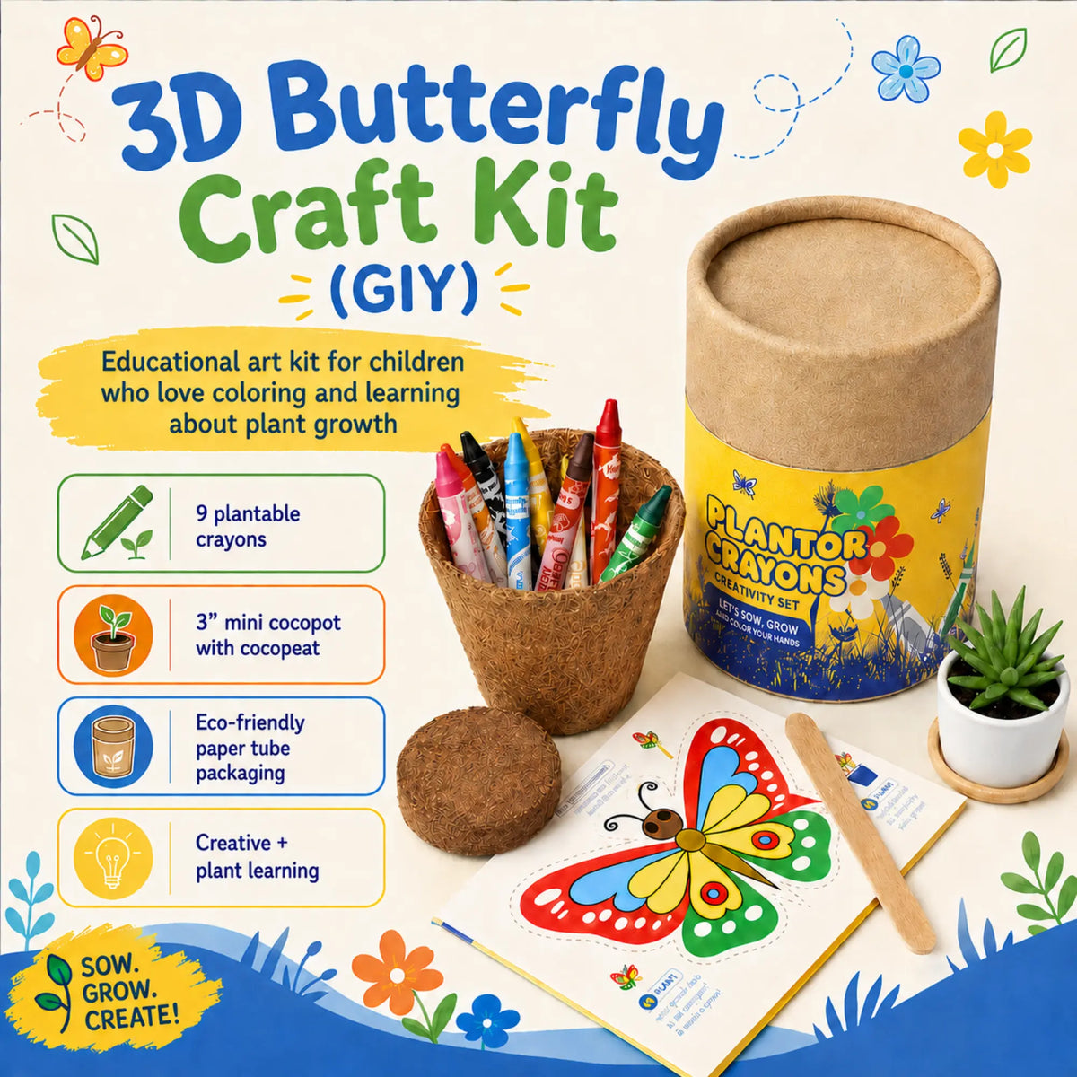 Eco - 3D Butterfly Grow Craft Kit
