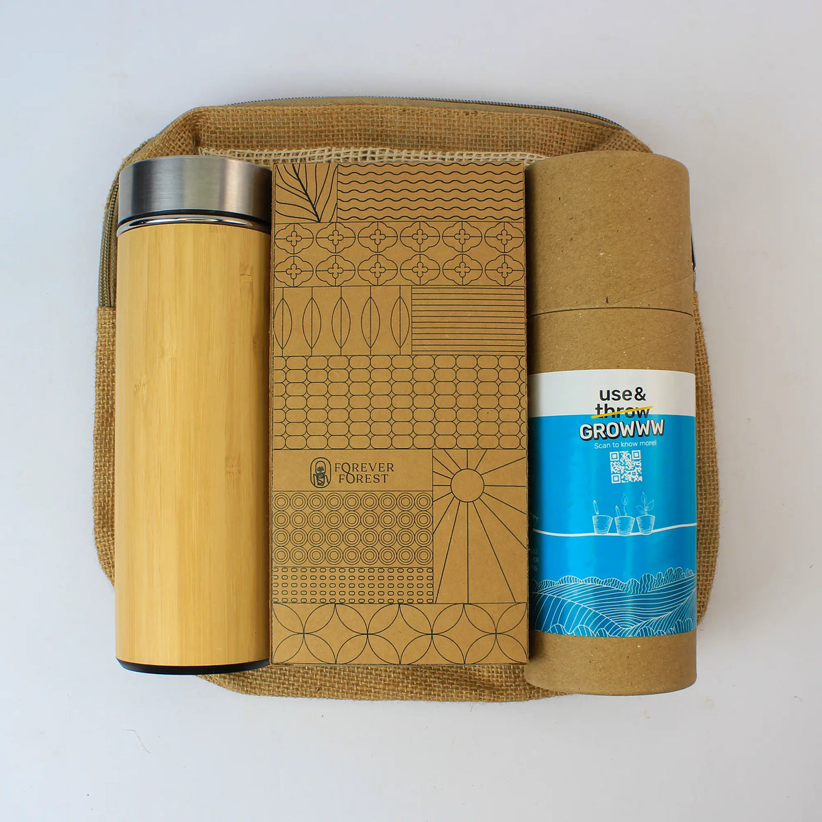 Eco - Bamboo Bottle Forest Jute Pouch