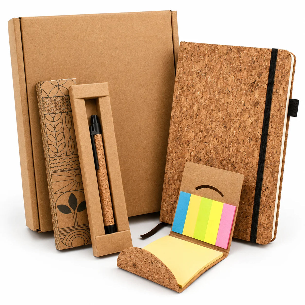 Eco - Cork Diary, Pen & Sticky Notes Gift Box