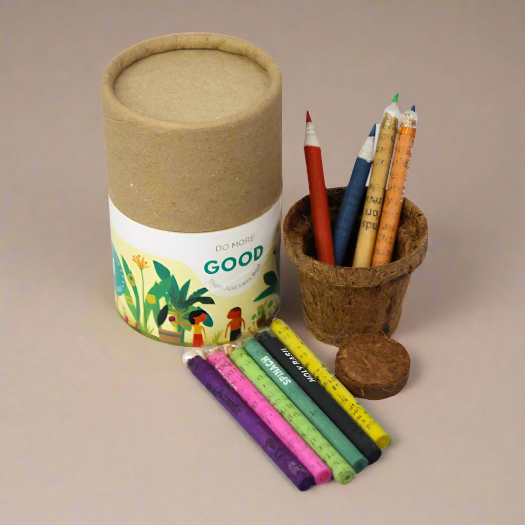 Eco Earthling Coloring Pencil with Cocopot | Eco Friendly Kit | Pencils | Gift Box | Book My Gift